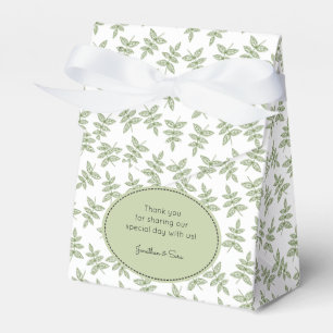 Sage Green Leaves Pattern Thank You Favour Box