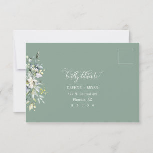 Sage Green Leaves Response Card 3 meal choice