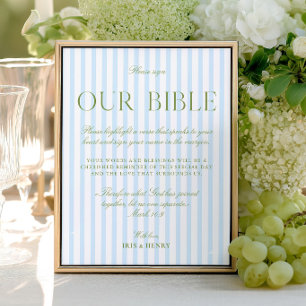Sage Green & Light Blue Wedding Our Bible Sign