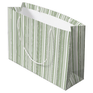 Sage Green (Light, Medium, Dark) and White Stripes Large Gift Bag