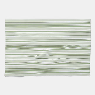Sage Green (Light, Medium, Dark) and White Stripes Tea Towel