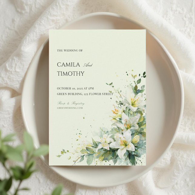 Sage Green Lily of the Valley Floral Wedding Invitation (Creator Uploaded)