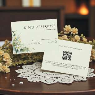 Sage Green Lily Valley Floral QR Code Wedding RSVP Card