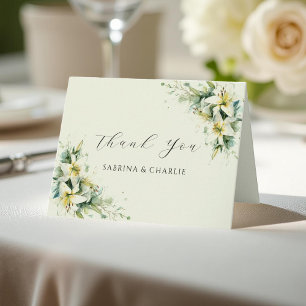 Sage Green Lily Valley Sophisticated Floral Thank You Card