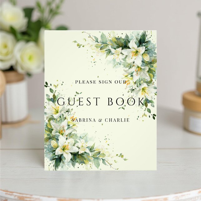 Sage Green Lily Valley Wedding Guest Book Sign (Creator Uploaded)