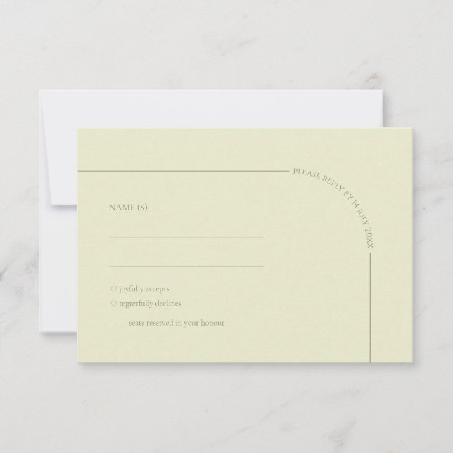 Sage Green & Linen Arch Minimalist Meal Choice  RSVP Card (Front)