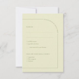 Sage Green & Linen Arch Minimalist Meal Choice RSVP Card