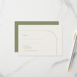 Sage Green & Linen Arch Minimalist Meal Choice RSVP Card