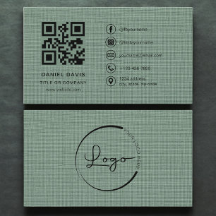 Sage Green Linen Company Logo QR Code  Business Card
