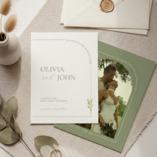 Sage Green & Linen Minimalist Save the Date Card