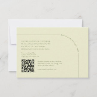 Sage Green & Linen QR Code Boho Minimalist RSVP Card