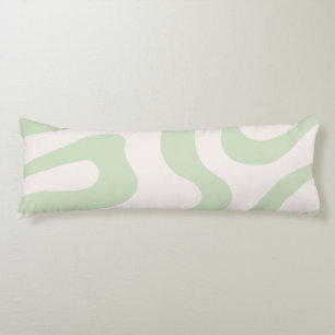 Sage Green Liquid Swirl Groovy Stripe Y2K Pattern Body Cushion