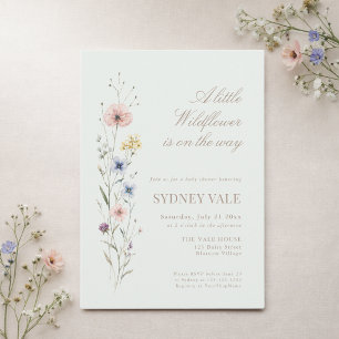 Sage Green Little Wildflower Baby Shower Invitation