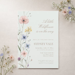 Sage Green Little Wildflower Botanical Baby Shower Invitation