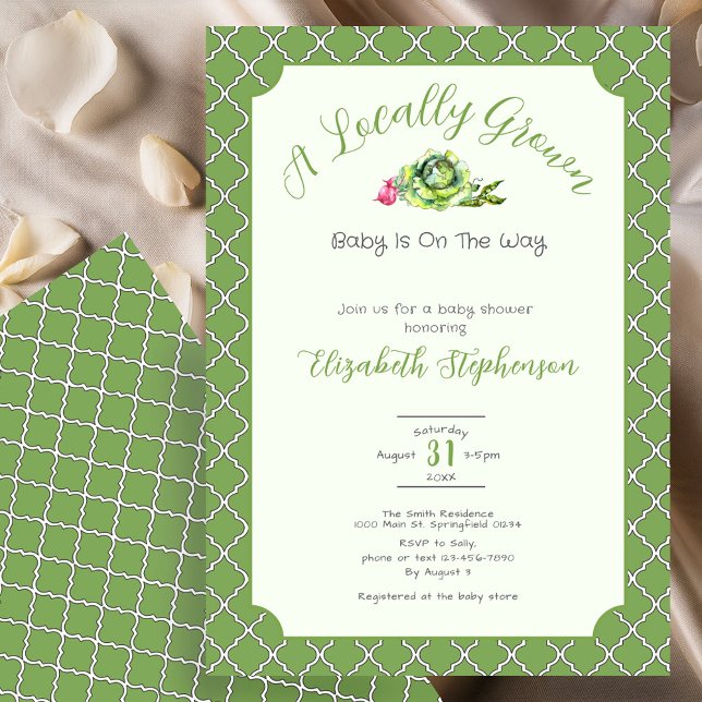 Sage Green Locally Grown Baby Shower Invitation (Creator Uploaded)
