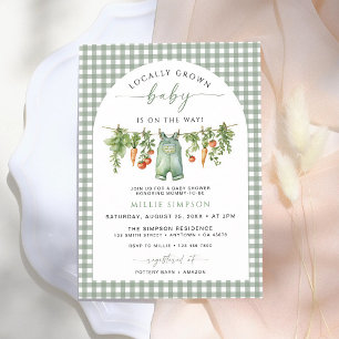 Sage Green Locally Grown Baby Shower Invitation