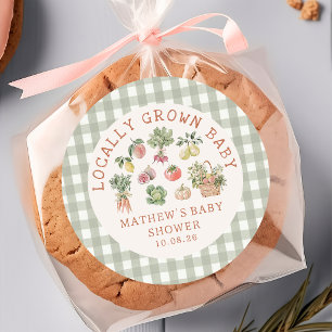 Sage Green Locally Grown Baby Shower Sticker