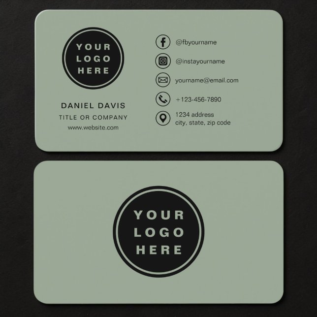 Sage Green Logo Business Card (Creator Uploaded)