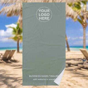 Sage Green Logo l Branded Promotional Business Beach Towel