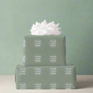Sage Green Logo l Corporate Business Branded Gift  Wrapping Paper