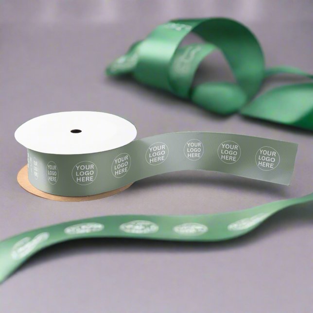 Sage Green Logo l Promotional Business Branded  Satin Ribbon (Creator Uploaded)