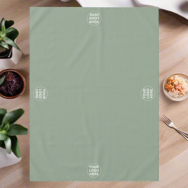 Sage Green Logo Professional Business Restaurant  Tablecloth (Creator Uploaded)
