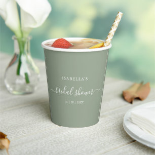 Sage Green Love In Bloom Bridal Shower Paper Cups