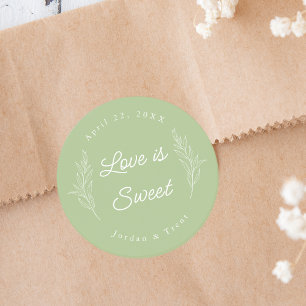 Sage Green Love is Sweet Favour Sticker
