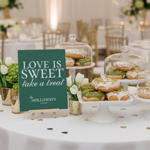 Sage Green Love is Sweet Wedding Dessert Pedestal Sign