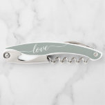 Sage Green Love Thank You Wedding Favour  Corkscrew<br><div class="desc">Elegance Meets Functionality: Personalised Sage Green & White Love Corkscrew Your wedding day is a celebration of love, and what better way to express your appreciation to your guests than with a personalised keepsake? The Sage Green & White Love Thank You Wedding Favour Waiter's Corkscrew combines elegance with functionality, making...</div>