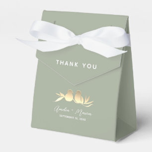 Sage Green Lovebirds Wedding Favour Box