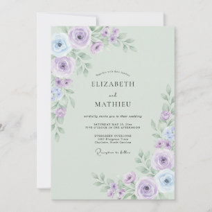 Sage Green Luminous Spring Wedding Invitation