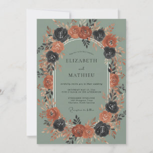 Sage Green Lush Autumn Wedding Invitation