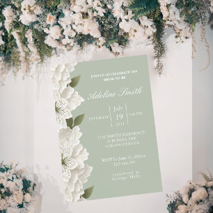 Sage Green Luxury Floral Elegant  Bridal Shower Invitation