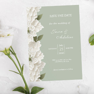 Sage Green Luxury Floral Wedding Save the Date