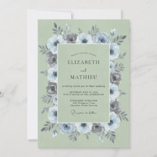 Sage Green Magnificent Botanical Wedding Invitation