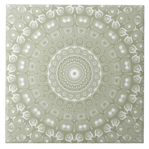 Sage Green Mandala Pattern Tile