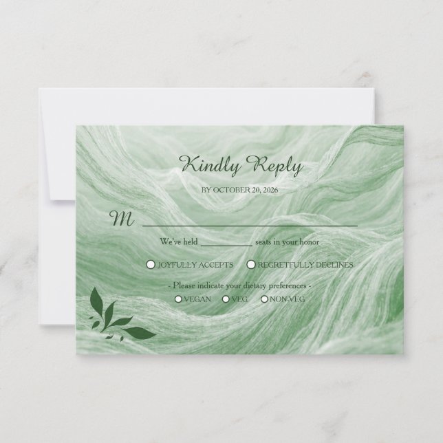 Sage Green Marble & Gold Response Card (Front)