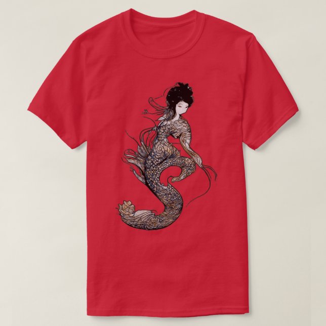 Sage Green Mermaid Art and Mermaid Gifts T-Shirt (Design Front)