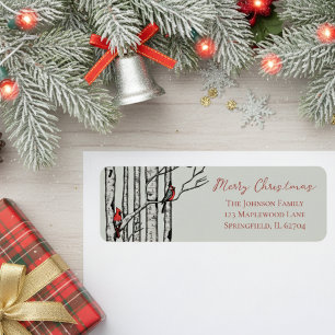 Sage Green Merry Christmas Cardinal Return Address