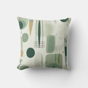 Sage Green Mid Century Modern Abstract Cushion