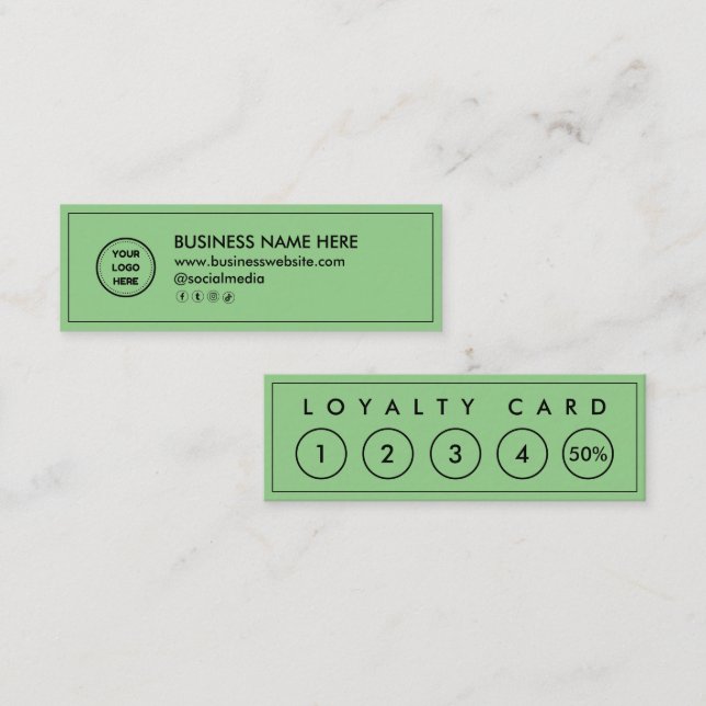 Sage Green Mini Chic Modern Minimalist Loyalty Card (Front/Back)
