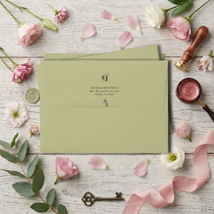 Sage Green Minimal and Chic Floral Wedding Envelope