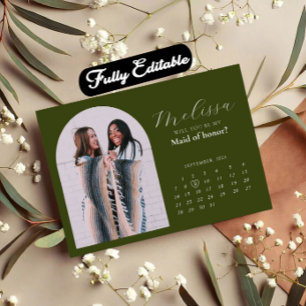 Sage Green Minimal Arch Bridesmaid Proposal Card