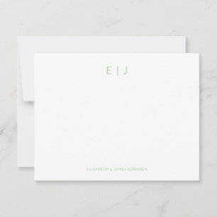 Sage Green Minimal Couple Initials Personalised Card