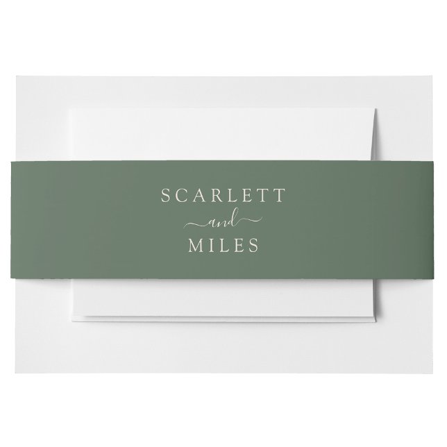 Sage Green Minimal Fall Bride Groom Name Wedding Invitation Belly Band (Sage Green Minimal Fall Bride Groom Name Wedding Invitation Belly Band by Painted Paperie
)