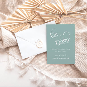 Sage Green Minimal Modern Baby Shower Thank You Card