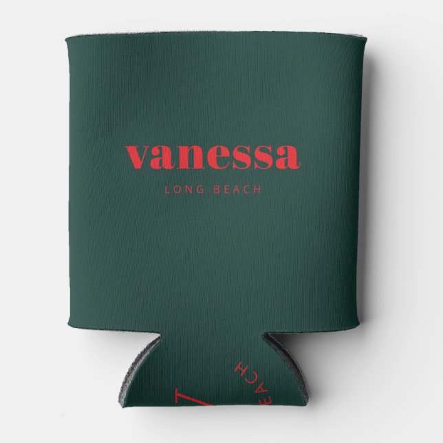Sage Green Minimal Modern Classic Name Can Cooler (Front)
