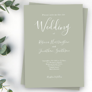 Sage Green Minimal Modern Wedding Invitation