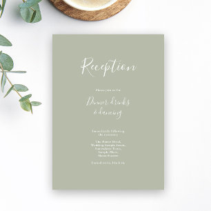 Sage Green Minimal Modern Wedding Reception Card